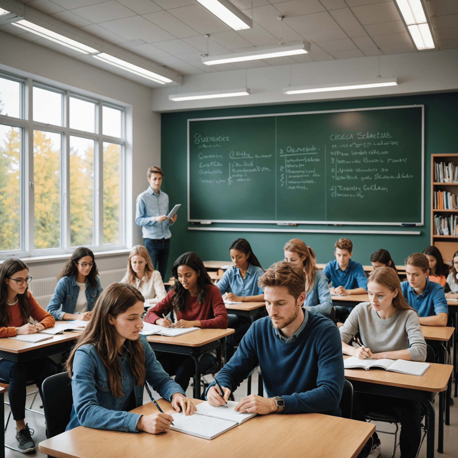 Modern Canadian classroom with students using advanced technology, symbolizing investment in education